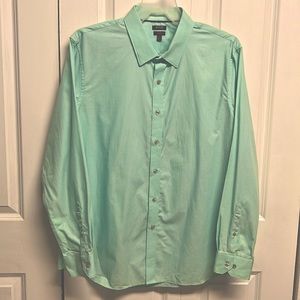 Apt 9 Key Lime Green Cotton long Sleeve Mens Dress Shirt Size XL Slim
